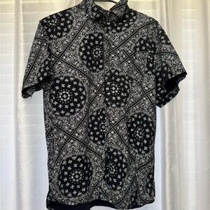 Black and White Patterned Men's Shirt